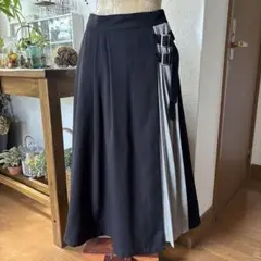 タックフレアロングスカート サイドチェック柄 バックル付き