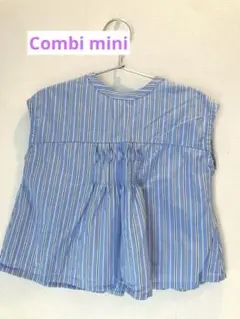 Combi mini ノースリーブ/ストライプボタンシャツ 100cm