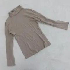 ホットコット タートルネック 長袖 カットソー ベージュ 綿100% L