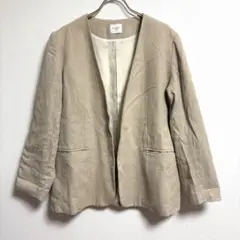 ✨良品✨ ドアーズ 【One】 ジャケット 春夏 ノーカラー 麻 綿 ベージュ