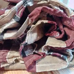 古布、布団側、4幅、絹、襤褸