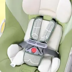 【2点セット】チャイルドシート ベルトカバー 股ベルトカバー ストライプグリーン