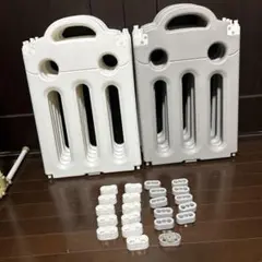良品　ベビーサークル10枚セット グレーホワイト