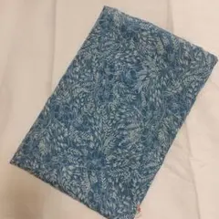青色花柄プリント生地 約130cm×260cm