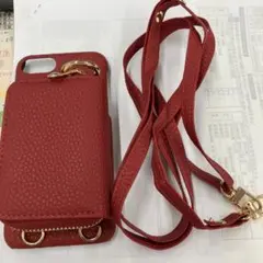 レッド フリップケース ストラップ付き