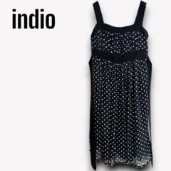 インディオ【M】ワンピース ドット柄 シフォン風 ノースリーブ b22