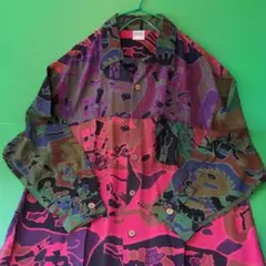長袖　シャツ　レーヨン100%　インドネシア　未使用　Vintage