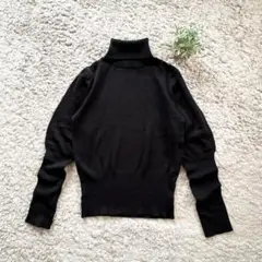 【South Drive】タートルネックニット トップス パフスリーブ ブラック