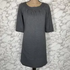 any sis/ラウンドネック七分袖ワンピース チャコールグレー