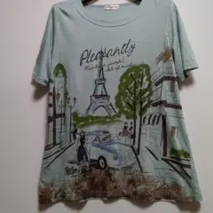 エッフェル塔 イラストお洒落 Tシャツ 半袖МからL