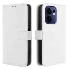 OPPO Reno13a 手帳型 ケース オッポ カバー 光沢 ホワイト