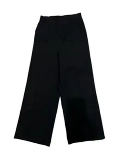 黒 ワイドパンツ ゴム入りウエスト