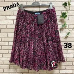 【PRADA】新品タグ付き ツイード プリーツスカート 定価18万 美品 38