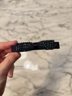 コンプレックスビズ リボン バレッタ ネイビーブルー