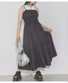 【美品】ページボーイ　グレー キャミワンピース ロングワンピース
