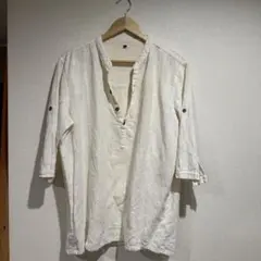 ホワイト 五分袖 シャツ L