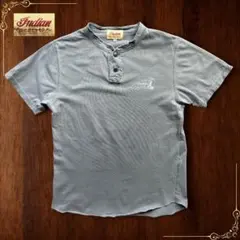 インディアンモーターサイクル ヘンリーネックTシャツ メタルボタン グレー 古着
