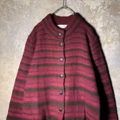 【ヴィンテージ】立体ボーダー柄カーディガン used 古着 ZAS3