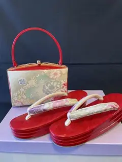 振袖用　高級草履バックセット　【新品未使用】帯地　草履三枚芯