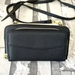 お財布ポシェット スマホショルダー 黒 長財布