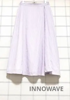 INNOWAVE フレアスカート M ラベンダー　ストライプ