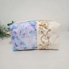 夏休みセール　リバティ　ハムステッドサマー　ネプチューン　×　インド刺繍　ポーチ