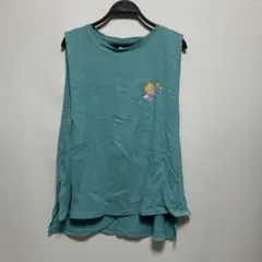 ターコイズ グラフィックノースリーブTシャツ XL