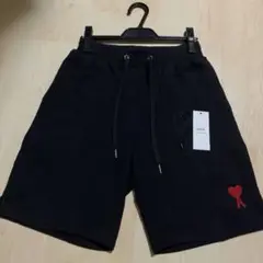 ami ブラック ショートパンツ ハートロゴ サイズS