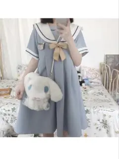 水色 セーラー ロリータ 風