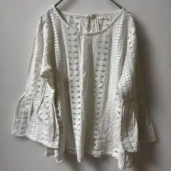 新品⭐︎ 7分袖　ブラウス　チュニック　レース　白　ホワイト　おしゃれ　M 可愛い