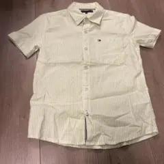 TOMMY HILFIGER 半袖シャツ 128 黄緑×白 ストライプ