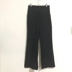 フレアパンツ　内側スリット14cm 黒　ウエストゴム　b739