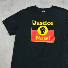 正義の握りこぶし　Justice Now!　半袖　Tシャツ　古着　ブラック　L