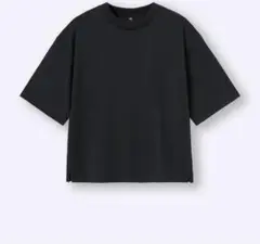 ドライワイドT(5分袖) gu 今年モデル tシャツ 仕事着 バイト 黒t