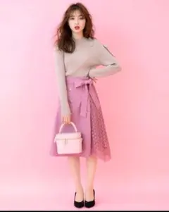 ウィルセレクション　ピンク レース　トレンチ　スカート