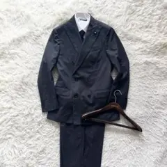 <極美品>LARDINI 23年モデル ダークグレー ウール ダブルスーツ 46