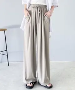 ギャザーワイドストレートイージーパンツ