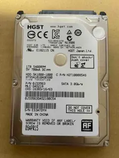 使用時間11388h HGST 2.5インチHDD 1TB 厚さ9mm動作確認済