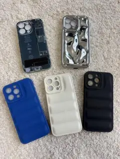 iPhone13Proケース5個セット (青・白・黒・ミラー・プリント基盤柄)