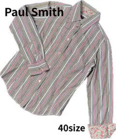【美品】Paul Smith BLACK ストライプ長袖シャツ 40size
