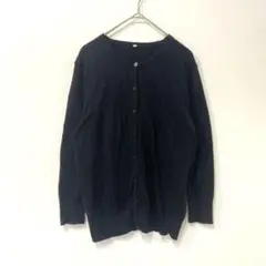 カーディガン コットン100％ （M） 黒 ブラック シンプル ベーシック