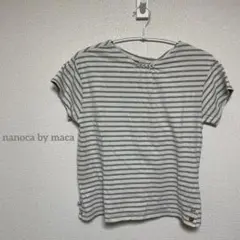 【nanoca by maca】 M グレー ストライプ Tシャツ半袖b001