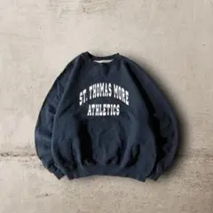 USA古着Championカレッジロゴスウェット刺繍ロゴ前VガゼットネイビーXL