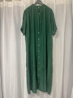 manama グリーン 半袖 シャツワンピース ロング