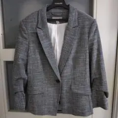 H&M グレー系チェック テーラードジャケット 155/88A