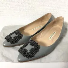 マノロブラニク ハンギシ フラット パンプス 37 レザー