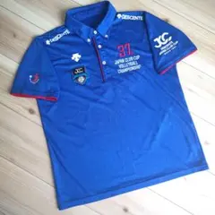 DESCENTE 半袖ポロシャツ バレーボール 37th大会記念 L 青