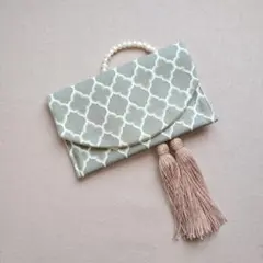 ハンドメイド　お念珠入れ　お数珠入れ　モロッカン　ライトグレー