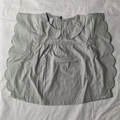 水色スカラップエッジ 半袖シャツ 100cm 商品番号：042
