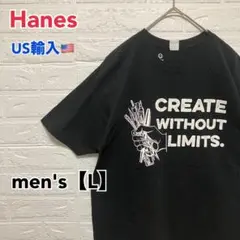 ●T516【US輸入】ヘインズ Tシャツ ブラック系 men's【L】